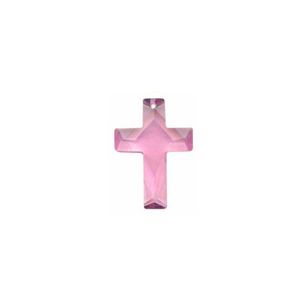 18X25 FACETED CZ CROSS PINK