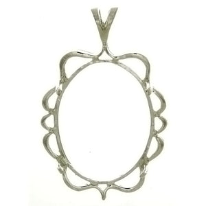 Cabochon Setting Sterling Silver Pendant Frame Holds 30x40 Cabochon