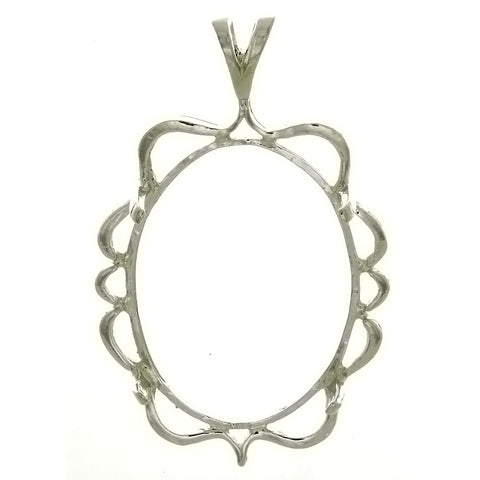 Cabochon Setting Sterling Silver Pendant Frame Holds 30x40 Cabochon