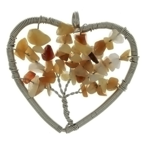 METAL TREE OF LIFE HEART 40 MM PENDANT