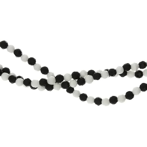 BLACK & WHITE ROUND FACETED 4 MM STRAND