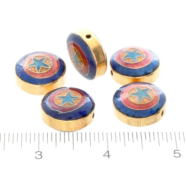 CLOISONNE COIN STAR 5 X 11 X 20 MM LOOSE (5 PC)