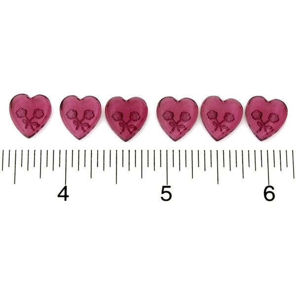 GLASS HEART 11 X 12 MM PENDANT (6)