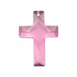 CZ Cross Pink 18 X 25 mm Pendant