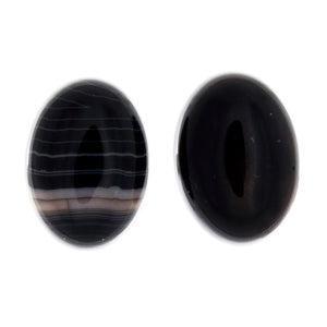 GEMSTONE AGATE BLACK CABOCHON 13 X 18 MM