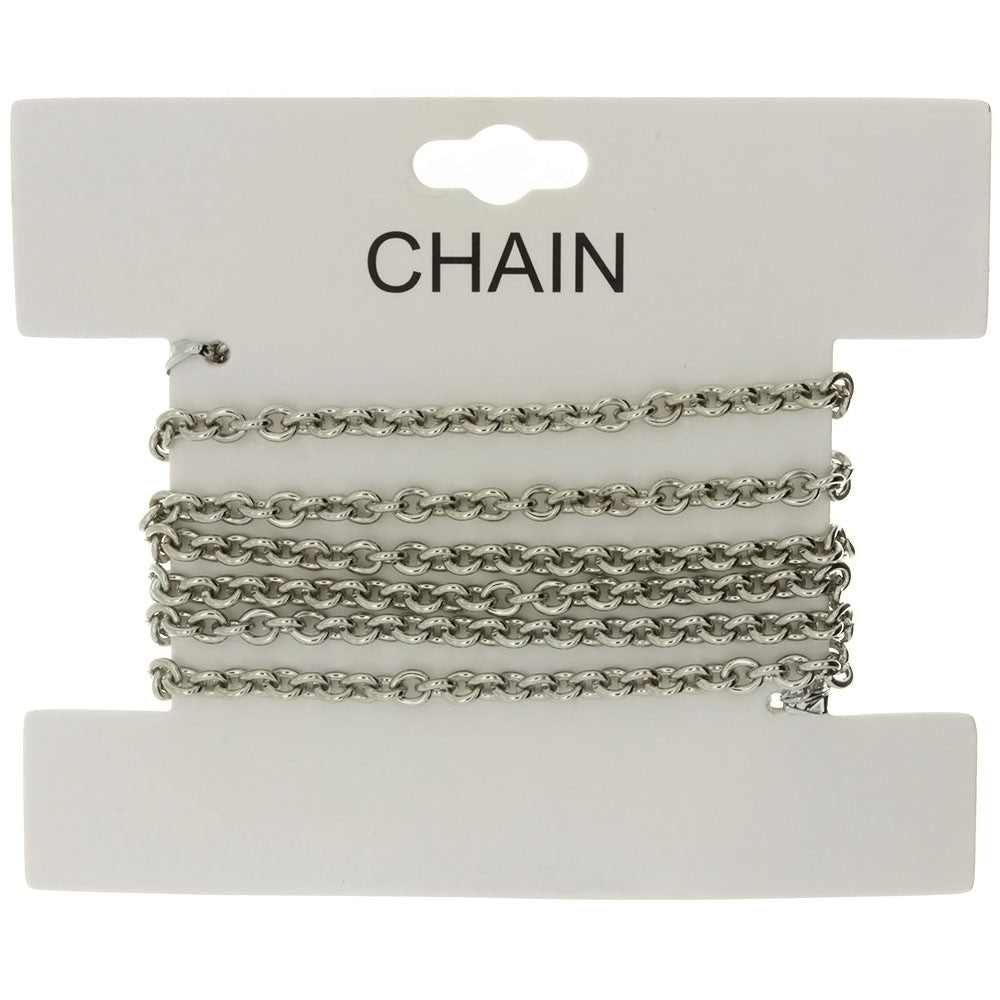 CHAIN NO-CLASP CABLE RHODIUM 3.5 MM X 1 YD