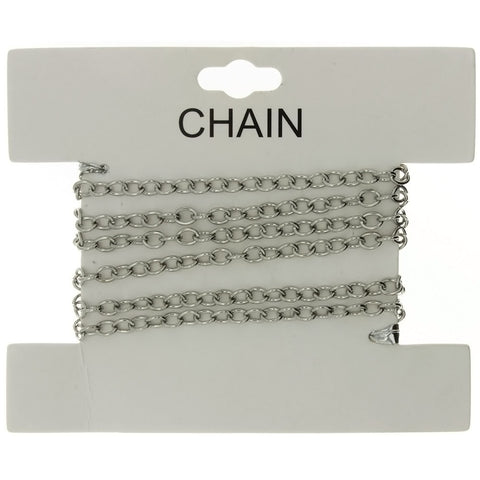 CHAIN NO-CLASP CABLE RHODIUM 4 MM X 1 YD