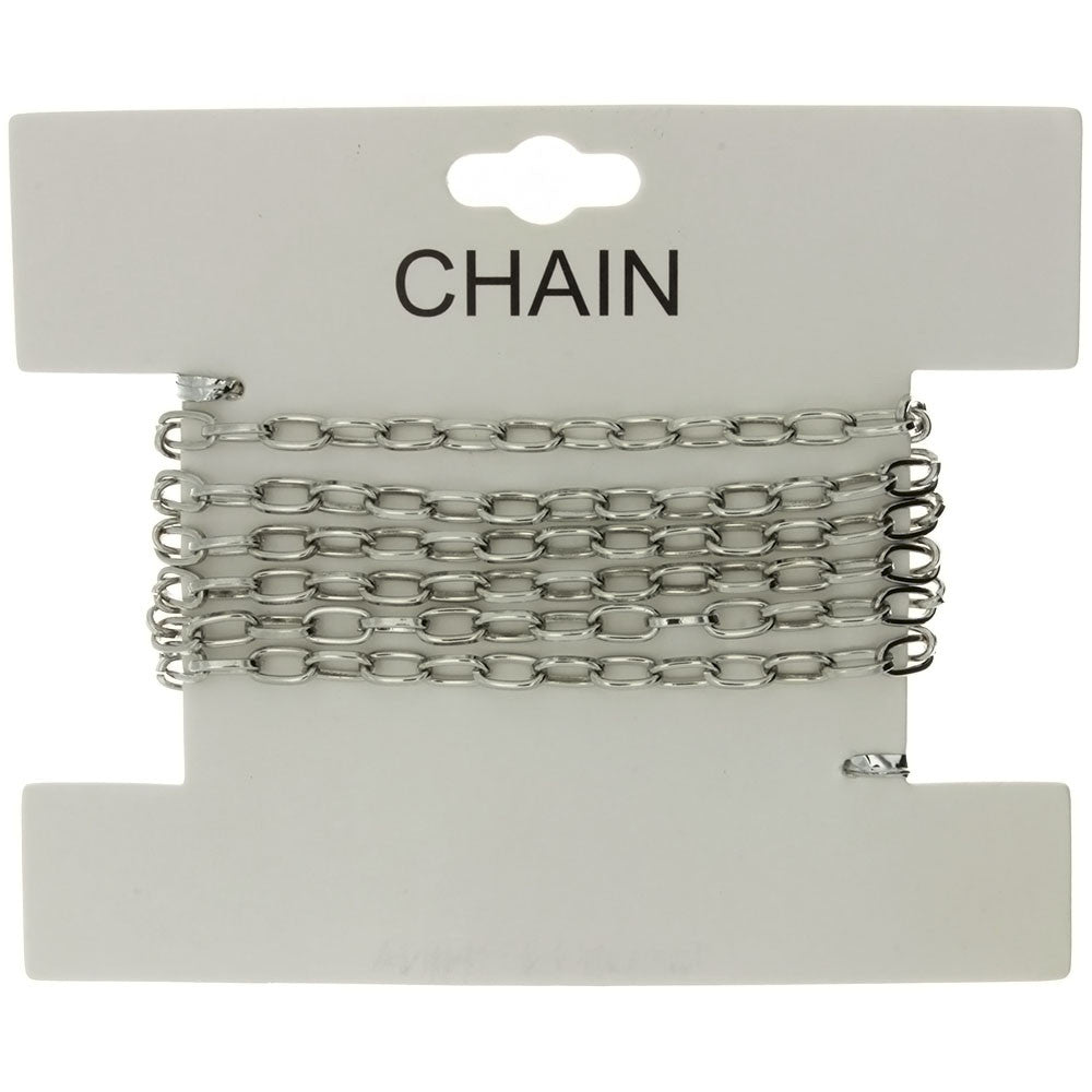 CHAIN NO-CLASP CABLE RHODIUM 4 MM X 1 YD
