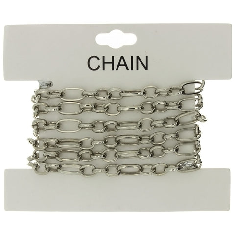 CHAIN NO-CLASP CABLE RHODIUM 6 MM X 1 YD