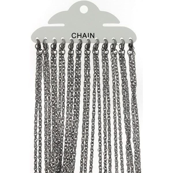 CHAIN NECKLACE ROPE GUNMETAL 3 MM X 18 IN (DOZ)