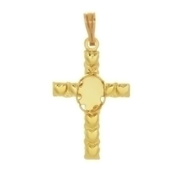 Cabochon Setting Cross Pendant Holds 4x6 mm Oval Cabochon