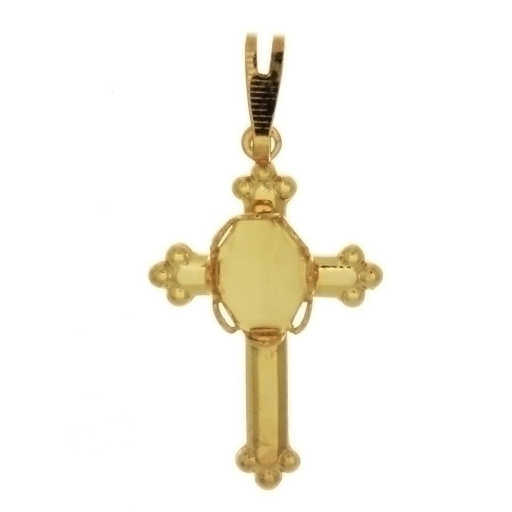 Cabochon Setting Cross Pendant Holds 6x8 mm Cabochon