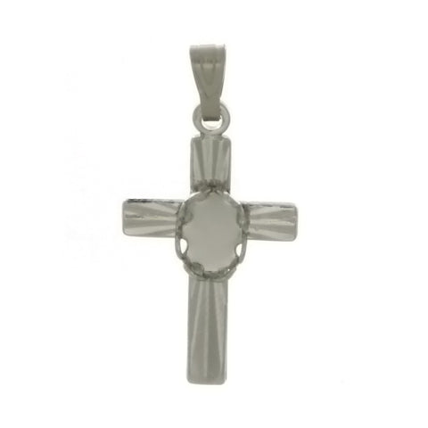 Cabochon Setting Cross Pendant Holds 4x6 mm Oval Cabochon