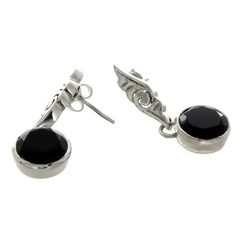 DROP BLACK ONYX COIN SS EARRINGS