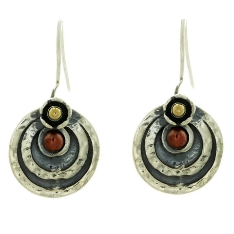 DROP COIN W/ COPPER & GOLD SS EARRINGS