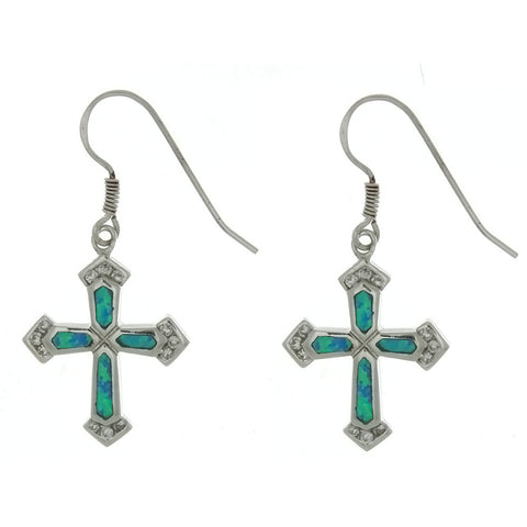 DROP LAB OPAL CROSS SS EARRINGS