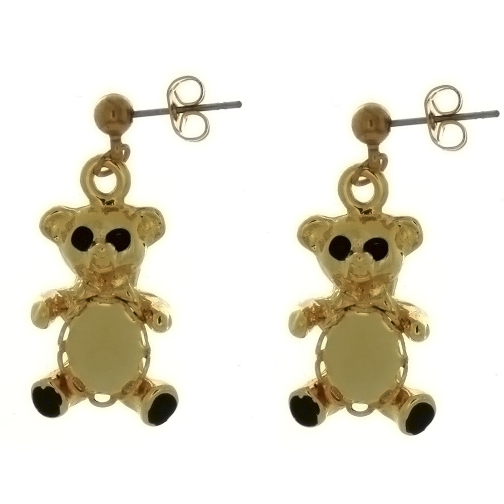 Cabochon Setting Teddy Bear Earrings Holds 8x10 mm Cabochon