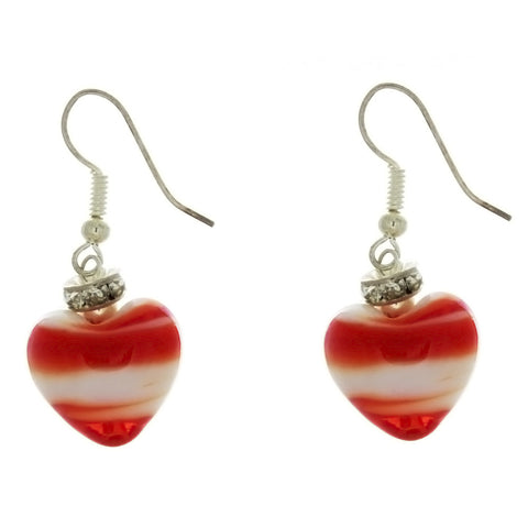 DROP LAMP GLASS HEART EARRINGS