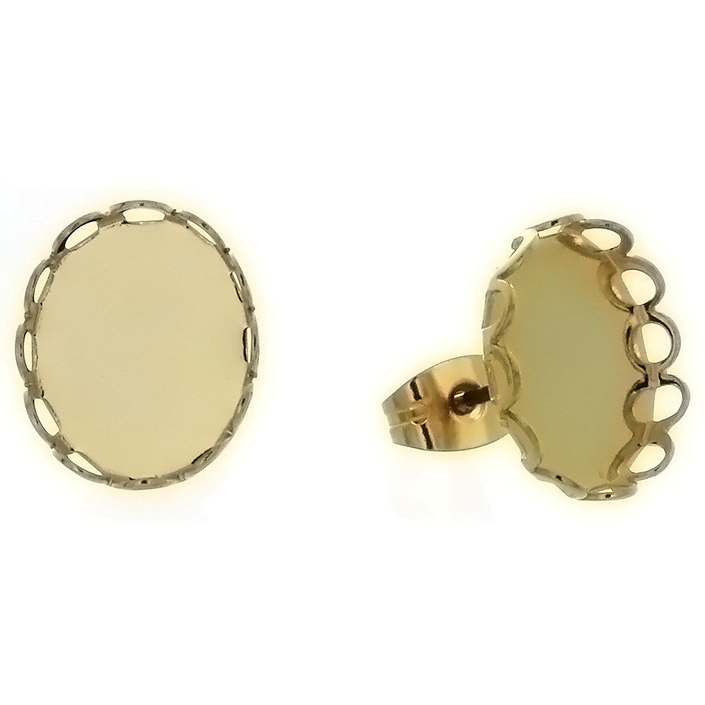 Cabochon Setting Earrings Holds 10x12 mm Cabochon