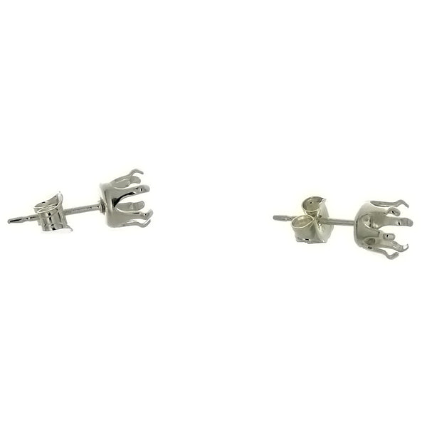 Sterling Silver Post Earrings Snap Set 6 Prong Setting Holds 5mm Round