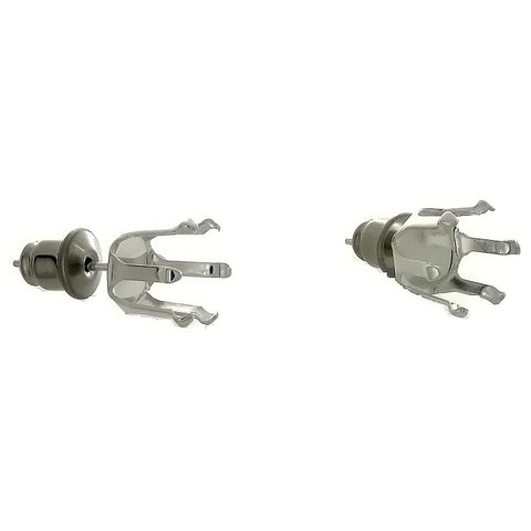 Sterling Silver Post Earrings Snap Set 6 Prong Setting Holds 6mm Round