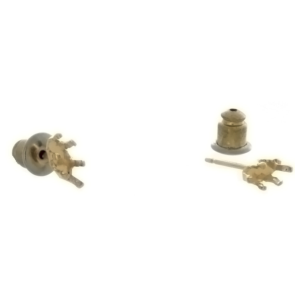 Gold Filled Earrings Snap Set 6 Prong Setting Holds 6x3mm Marquise