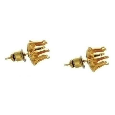 Gold Filled Earrings Snap Set 6 Prong Setting Holds 7mm Round