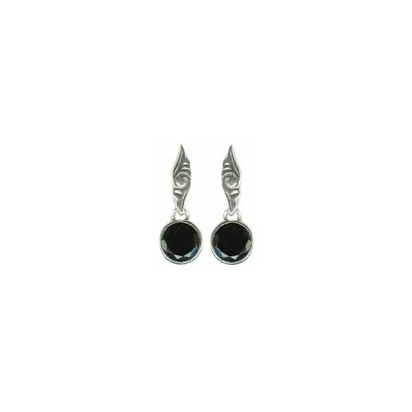 Sterling Silver Earrings w/10mm Rd. Fac. Smoky Qtz.