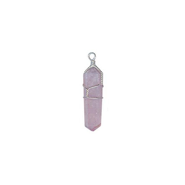 Wire Wrapped Rose Quartz Point Pendant