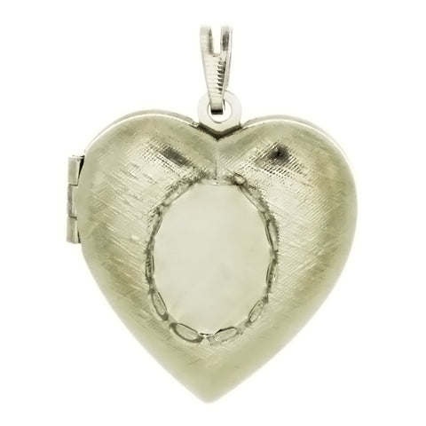 Cabochon Setting Locket Heart Pendant Holds 10x14 mm Oval Cabochon