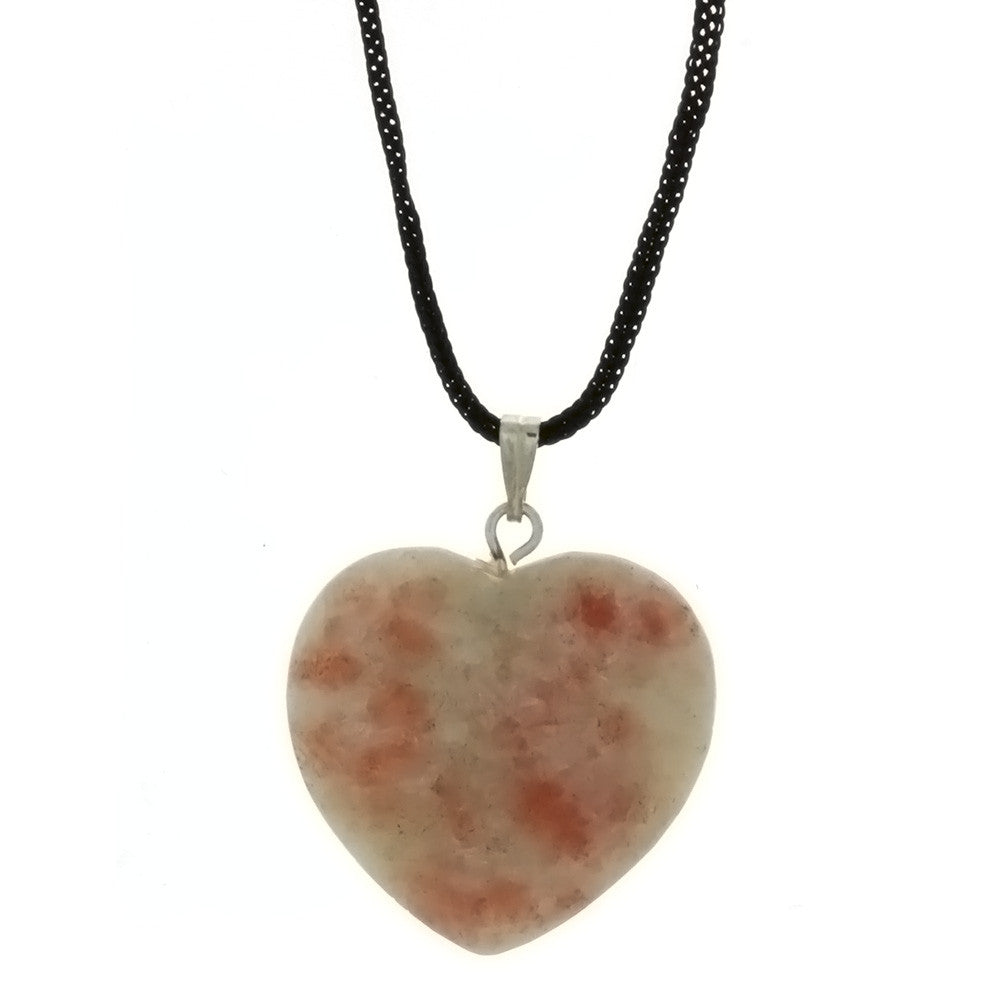 CORDED GEMSTONE SUNSTONE HEART NECKLACE
