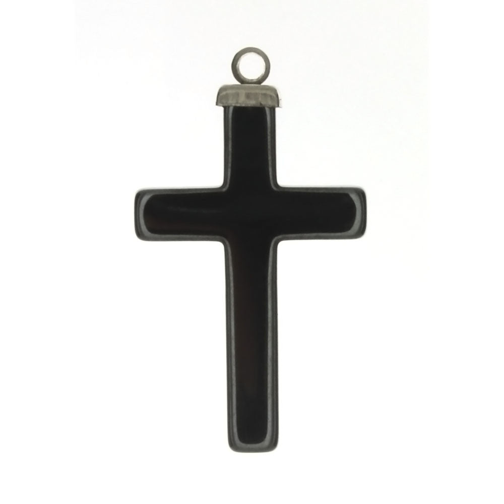 GEMSTONE HEMATITE CROSS 21 X 33 MM PENDANT
