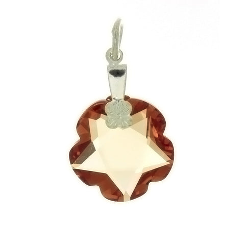 CZ Flower Orange 15 mm Pendant