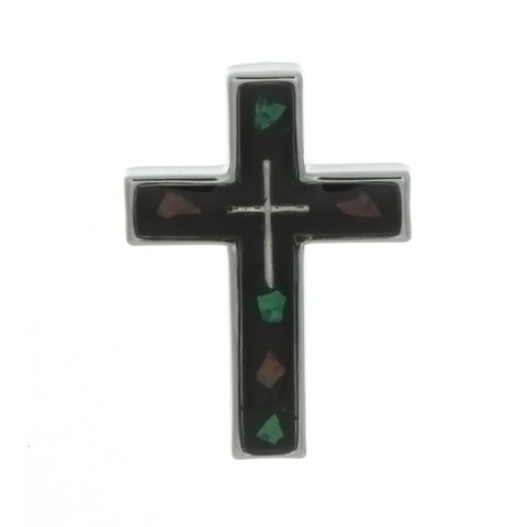 METAL CROSS W/ OPAL CHIP 18 X 25 MM PENDANT