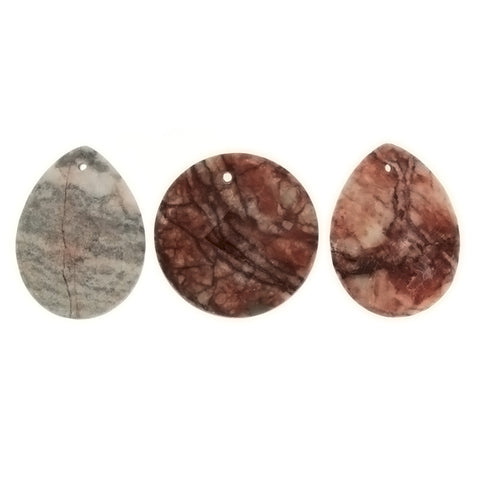 GEMSTONE VARIOUS TEARDROP FACETED 30 X 40 MM PENDANT (3)