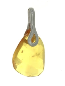 NATURAL AMBER COPAL TEARDROP FACETED 18 X 30 MM SS PENDANT