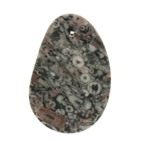 GEMSTONE AGATE FOSSIL FREEFORM 30 X 50 MM PENDANT