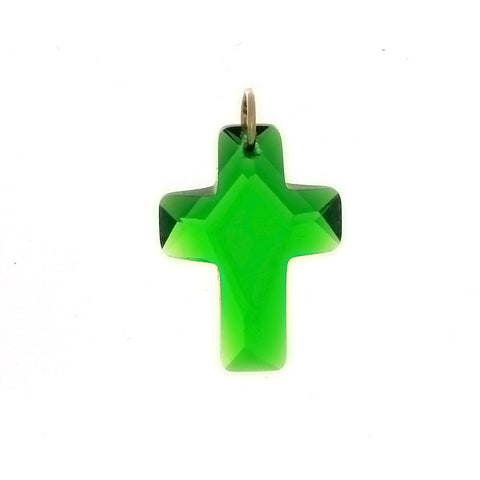 CZ Cross Green 13 X 18 mm Pendant