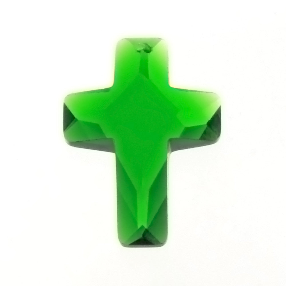 CZ Cross Green 18 X 25 mm Pendant