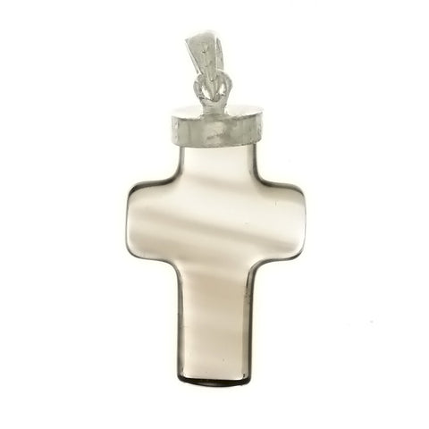 GEMSTONE QUARTZ SMOKY CROSS 15 X 25 MM PENDANT