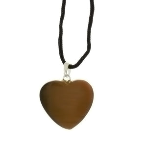 CORDED GEMSTONE TIGER'S EYE HEART NECKLACE