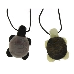 CORDED GEMSTONE VARIOUS TURTLE NECKLACE (10)