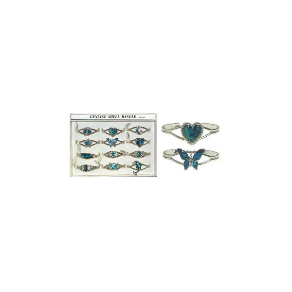 BRACELET ASSORTMENT BLUE PAUA SHELL INLAY (12 BRACELETS)