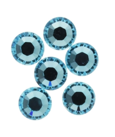 RHINESTONE AQUAMARINE ROUND FACETED GEMS (1 DOZ)