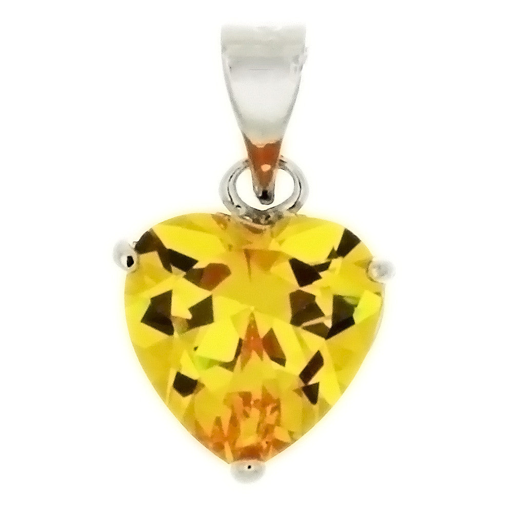 CZ Heart Yellow 10 mm Pendant