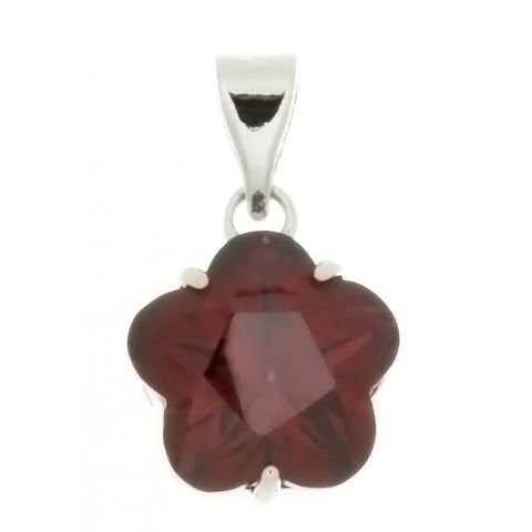 CZ Flower Red 10 mm Pendant