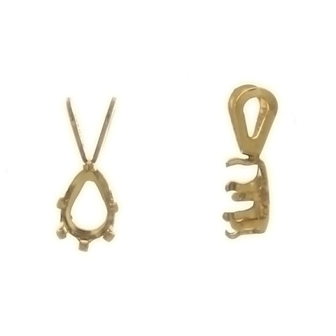 Gold Filled Pendant Snap Set 6 Prong Setting Holds 4x6mm Teardrop