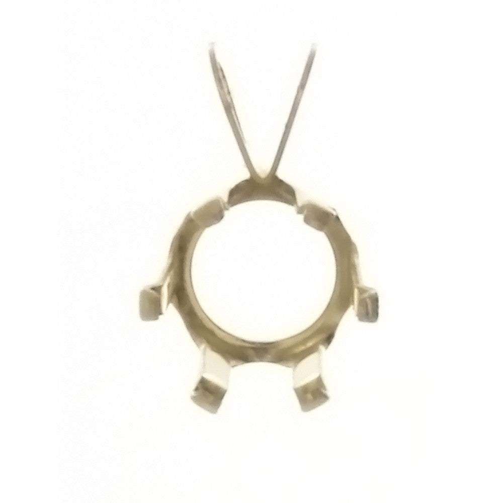 Gold 14K Pendant Snap Set 6 Prong Setting Holds 8mm Round