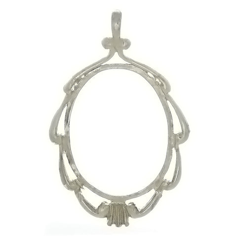 Cabochon Setting Sterling Silver Pendant Frame Holds 30x40 Cabochon