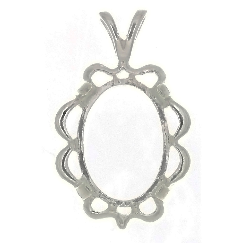 Cabochon Setting Sterling Silver Pendant Frame Holds 13x18 Cabochon